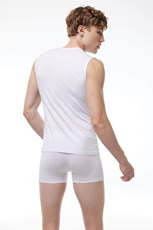 Malabadi 007  2'Li Paket Erkek Sıfır Yaka İz Yapmayan Modal Kolsuz Lycralı Atlet