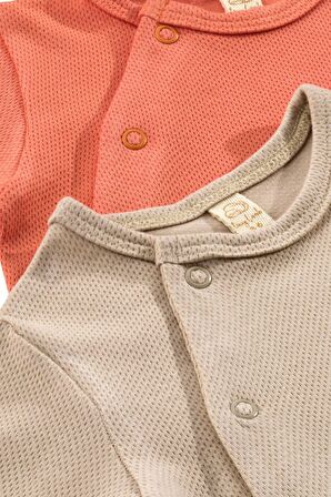 Candy Unisex 2 Parça Organik Pamuk Bebek ve Çocuk Tulumu 2'li Takım