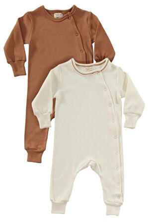 Zeze Unisex 2 Parça Organik Pamuk Bebek ve Çocuk Tulumu 2'li Takım