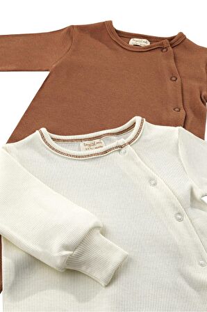 Zeze Unisex 2 Parça Organik Pamuk Bebek ve Çocuk Tulumu 2'li Takım