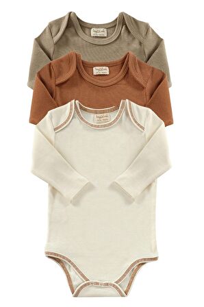 Flavor 3 Parça Unisex Bebek Uzun Kollu Pamuk Bodysuit Takımı Yenidoğan ve Çocuk Hediye Seti