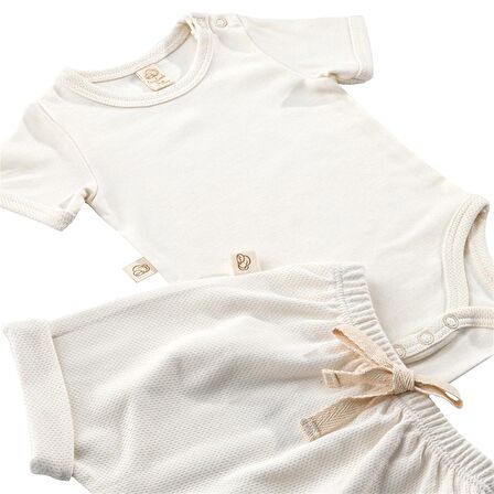 ELATION MILK Şortlu Bodysuit Takım - 2 Parça | Yazlık Bebek Kıyafeti Şort ve Kısa Kollu Bodysuit