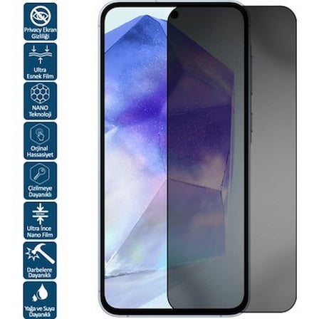 Logis Samsung Galaxy A55 Antistatik Tam Kaplayan Hayalet Ekran Koruyucu  Cam 