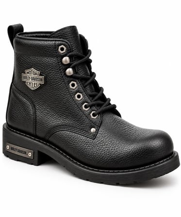 Harley-Davidson Gibson Erkek Siyah Baskılı Deri Bağcıklı Bilek Bot