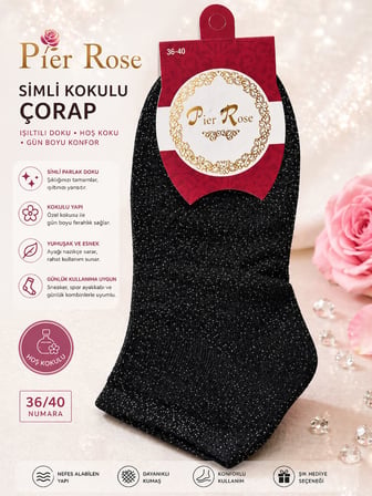 Pier Rose Simli Kadın Çorap Kokulu Parlak Soket Çorap 3 lü Paket