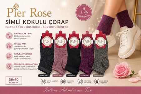Pier Rose Simli Kadın Çorap Kokulu Parlak Soket Çorap 6 'lı Paket