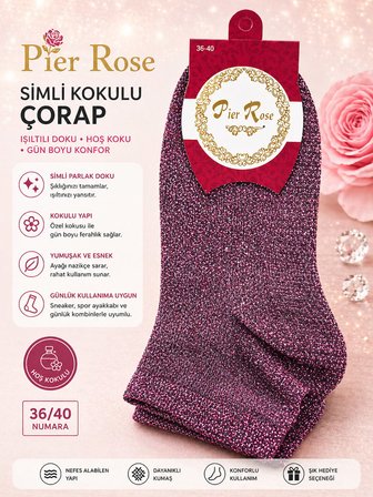 Pier Rose Simli Kadın Çorap Kokulu Parlak Soket Çorap 6 'lı Paket
