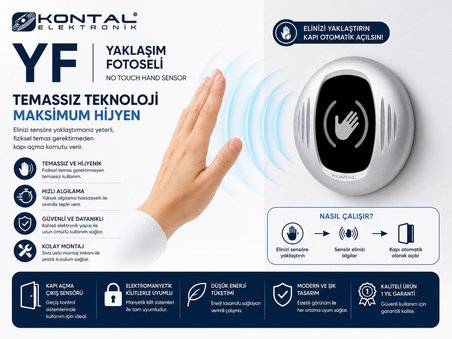 Kontal Elektronik YF Temassız El Sensörü (Yaklaşım Fotoseli) No Touch Hand Sensor Otomatik Kapı Buto