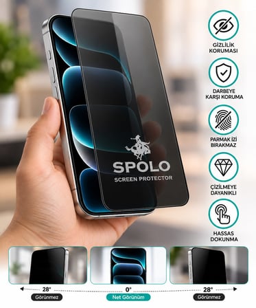 SPOLO iPhone 17 Ekran Koruyucu Large Arc 500CC Full HD Oval Kenarlı Darbe ve Çizilme Koruyucu Cam