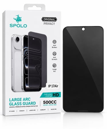 SPOLO iPhone 17 Air Hayalet Ekran Koruyucu 500CC Full HD Large Arc Gizlilik Camı Darbe ve Çizilme Ko