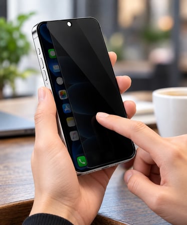 SPOLO iPhone 17 Air Hayalet Ekran Koruyucu 500CC Full HD Large Arc Gizlilik Camı Darbe ve Çizilme Ko