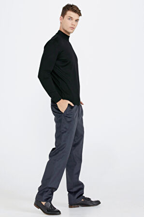 Erkek Yarım Boğazlı Triko Kazak  - Siyah