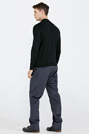 Erkek Yarım Boğazlı Triko Kazak  - Siyah