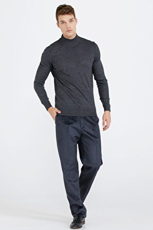 Erkek Yarım Boğazlı Triko Kazak  - Antrasit