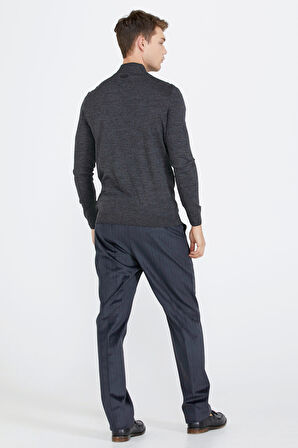 Erkek Yarım Boğazlı Triko Kazak  - Antrasit