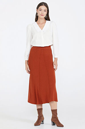 Kadın Triko Etek  - Kiremit