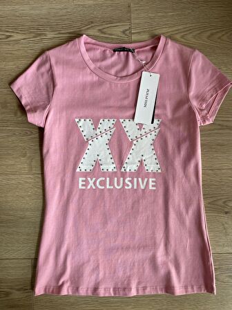 Miss Poem Basic Slim Fit T-Shirt Baskılı ve Taşlı