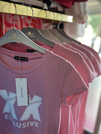 Miss Poem Basic Slim Fit T-Shirt Baskılı ve Taşlı