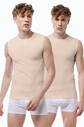 Malabadi 007  2'Li Paket Erkek Sıfır Yaka İz Yapmayan Modal Kolsuz Lycralı Atlet