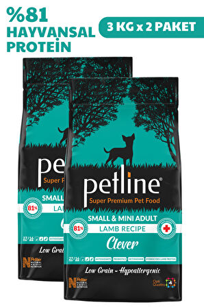 Petline Clever Small & Mini Adult Kuzu Etli Küçük Irk Yetişkin Kuru Köpek Maması 6Kg (2x3Kg)  