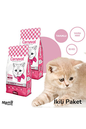 Kaliteli Ekonomik İkili Paket Yavru Kedi Maması Tavuklu Kitten 2x15 Kg