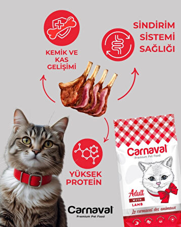 Carnaval Premium Yetişkin Kedi Maması Kuzu Etli 15+1 Kg 