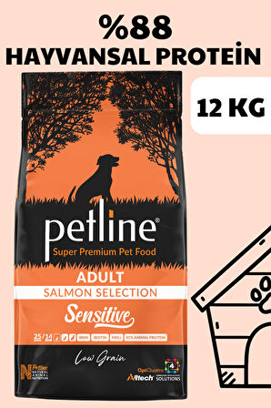 Petline Sensitive Skin & Coat  Deri ve Tüy Sağlığı İçin Somonlu Yetişkin Kuru Köpek Maması 12Kg