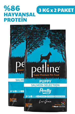 Petline Pretty Puppy Somonlu Yavru Kuru Köpek Maması 6Kg (2x3Kg) Tüm Irklar İçin