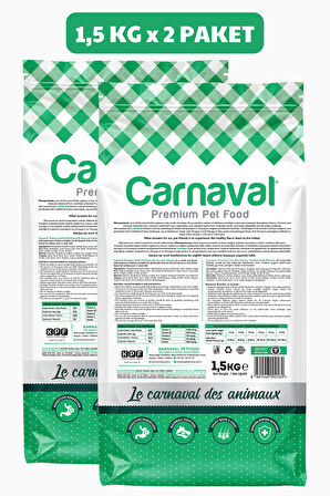 Carnaval Gurme Yetişkin Kedi Maması Tavuklu ve Sebzeli 3Kg (2x1.5Kg) 