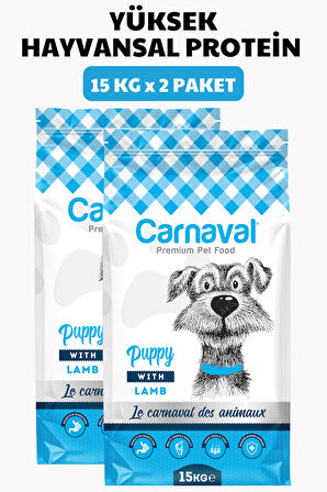 Carnaval Puppy Kuzu Etli Yavru Köpek Maması 30Kg (2x15Kg) 