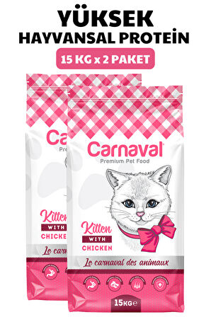 Carnaval Kitten Tavuklu Yavru Kedi Maması 30Kg (2x15Kg)