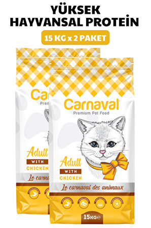 Carnaval Tavuklu Yetişkin Kedi Maması 30Kg (2x15Kg) 