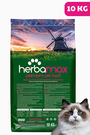 HerbaMax Sterilised Kısırlaştırılmış Somonlu ve Pirinçli Yetişkin Kedi Maması 20Kg (2x10Kg)