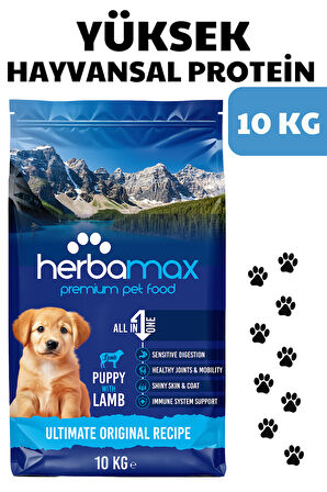 HerbaMax Puppy Kuzu Etli ve Pirinçli Yavru Köpek Maması 20Kg (2x10Kg)