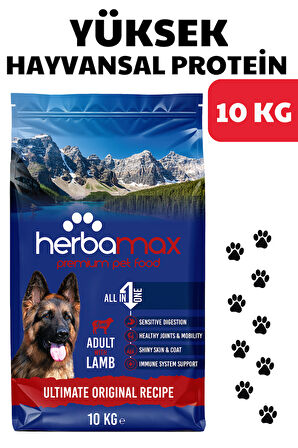 HerbaMax Kuzu Etli ve Pirinçli Yetişkin Köpek Maması 20Kg (2x10Kg)