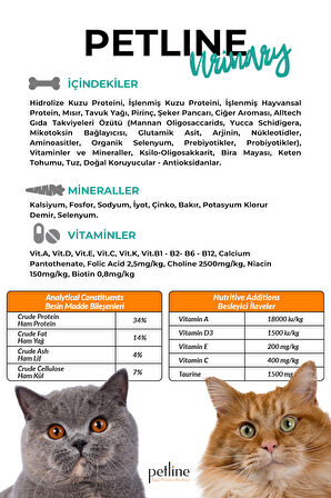 Petline Urinary İdrar Yolları Sağlığı için Tavuklu Yetişkin Kedi Maması 3Kg (2x1.5Kg), Düşük Tahıllı