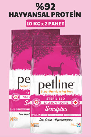 Petline Sterilised Düşük Tahıllı Kısırlaştırılmış Somonlu Yetişkin Kedi Maması 20Kg (2x10Kg)