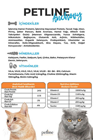 Petline Anchovy Hamsili Balıklı Yetişkin Kedi Maması 20Kg (2x10Kg)