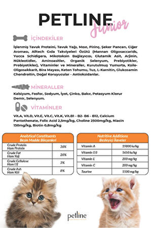 Petline Junior Kitten Tavuklu Yavru Kedi Maması 20Kg (2x10Kg)