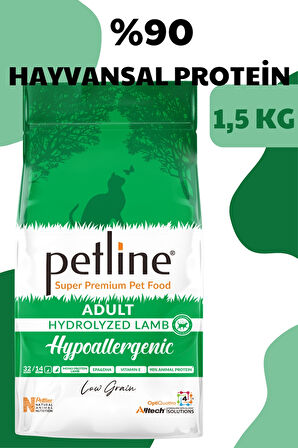 Petline Hypoallergenic Düşük Tahıllı Kuzu Etli Yetişkin Kedi Maması 1.5Kg, Hassas Kediler İçin