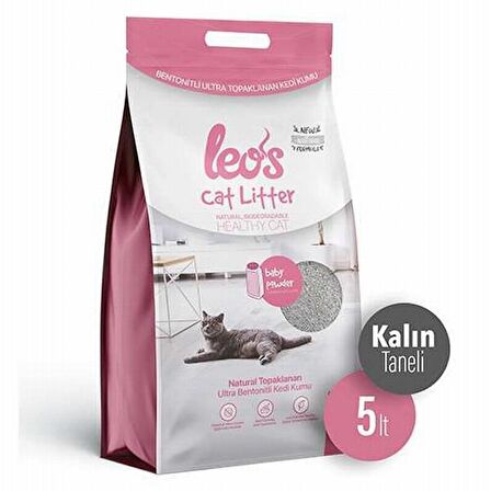 Leos Cat Litter Baby Powder Kokulu Kalın Bentonit Kedi Kumu 5 Lt 