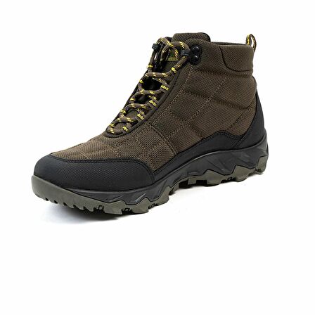 Greyder Yuvarlak Burun Orta Topuk Bağcıklı Su Geçirmez Outdoor Haki Kar Botu Tekstil