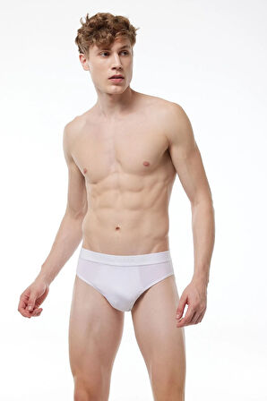 Beyaz Erkek 5 Li Modal Slip Külot 5m080