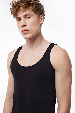 Erkek 3 Adet Siyah İnce Askılı İz Yapmayan Modal Atlet 3M013