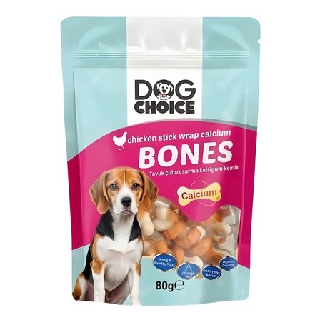 Dog Choice Kalsiyumlu Tavuk Çubuk Sarma Kemik Köpek Ödül Maması 80g