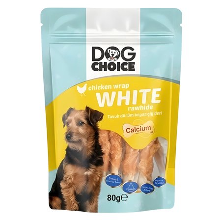 Dog Choice Kalsiyumlu Tavuk Dürüm Beyaz Çiğ Deri Köpek Ödül Maması 80g