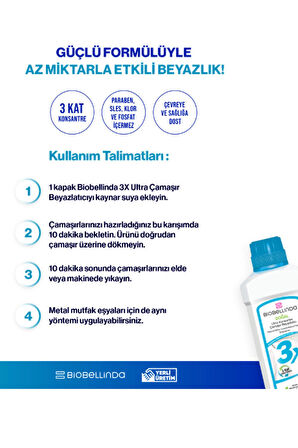 Biobellinda 3X Ultra Konsantre Çamaşır Beyazlatıcı 750 G x 2 Adet