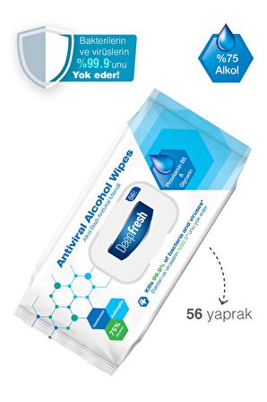 Deep Fresh Alkollü Antiviral Islak Mendil 56 Yaprak