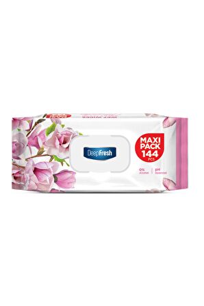 Deep Fresh Maxi Pack Manolya Alkolsüz 144 Yaprak 1 Paket Islak Mendil