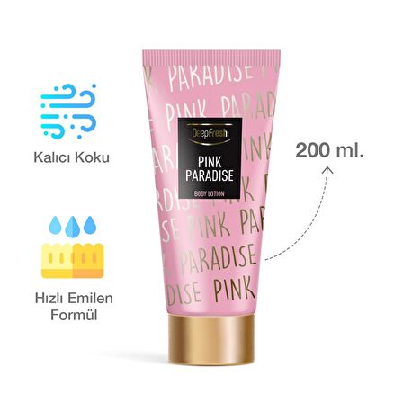 Deep Fresh Pink Paradise Nemlendirici Tüm Cilt Tipleri için Portakal Çiçeği&Amber Kokulu Vücut Losyonu 200 ml 